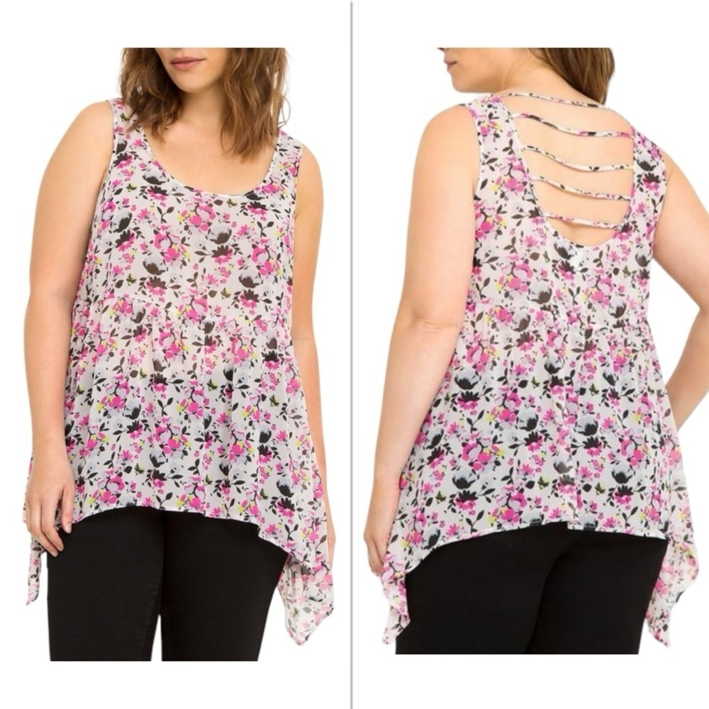 Torrid Pink Floral Sleeveless Top